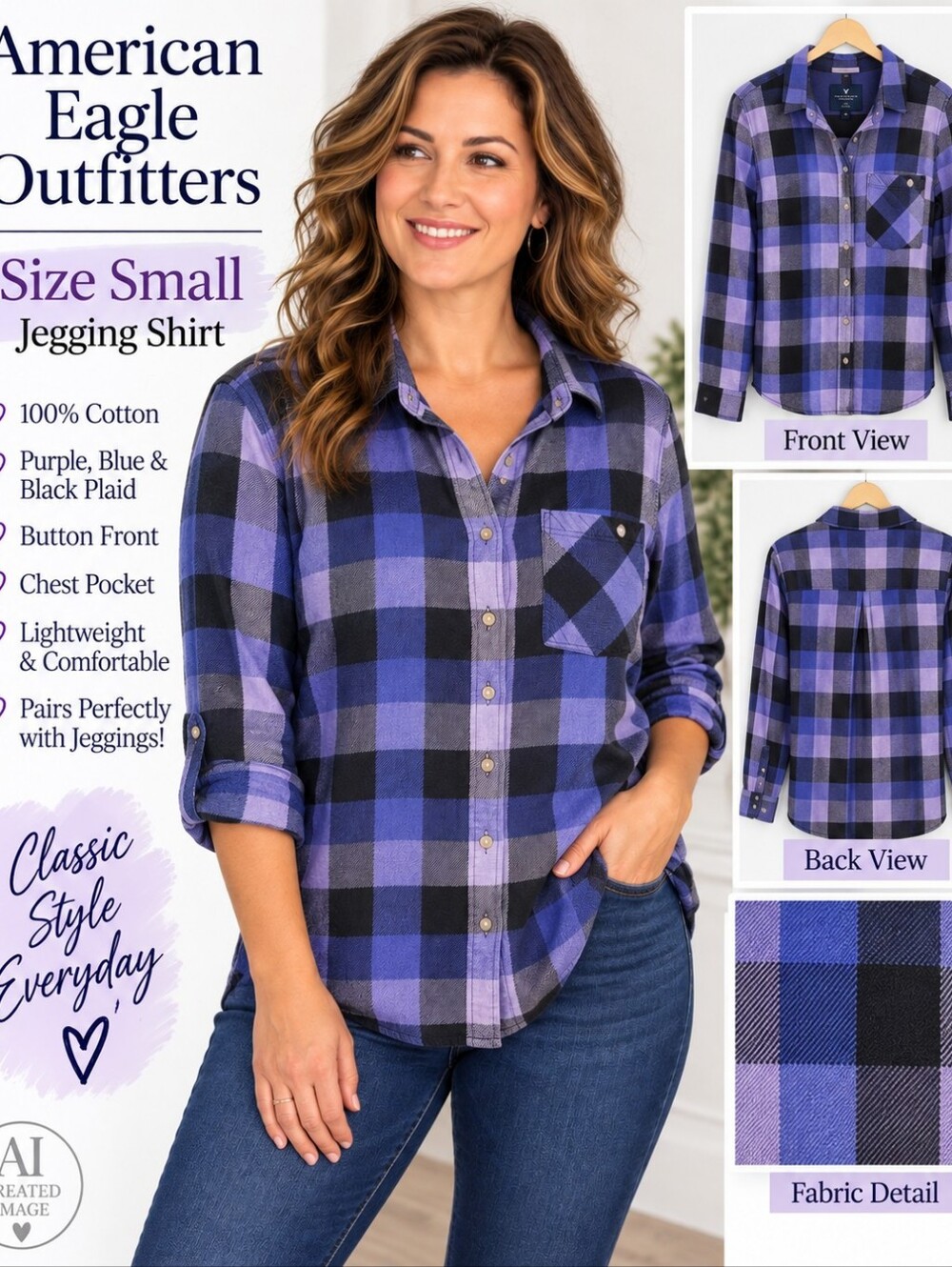 American Eagle Outfitters Button-Down Jegging Shirt